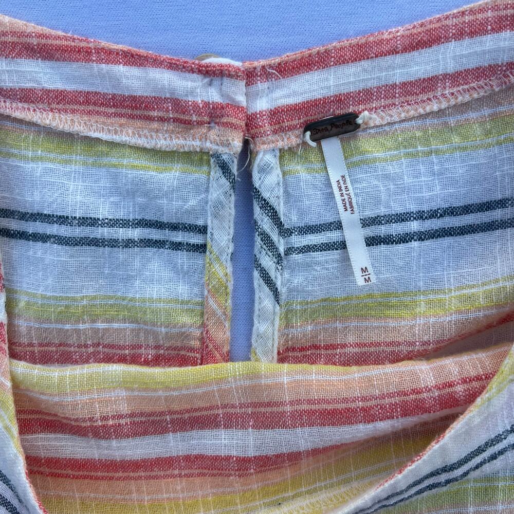 FREE PEOPLE Striped Ruffle Sleeve Tunic Mini Dress | Medium | Multi Color - Picture 5 of 10